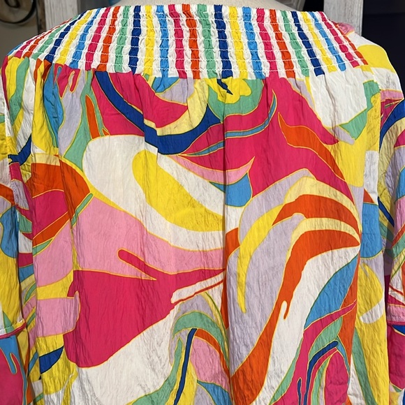 John Mark Women’s 2X Colorful Abstract Waves Print Geometric Tunic Shirt Bright - Picture 7 of 10